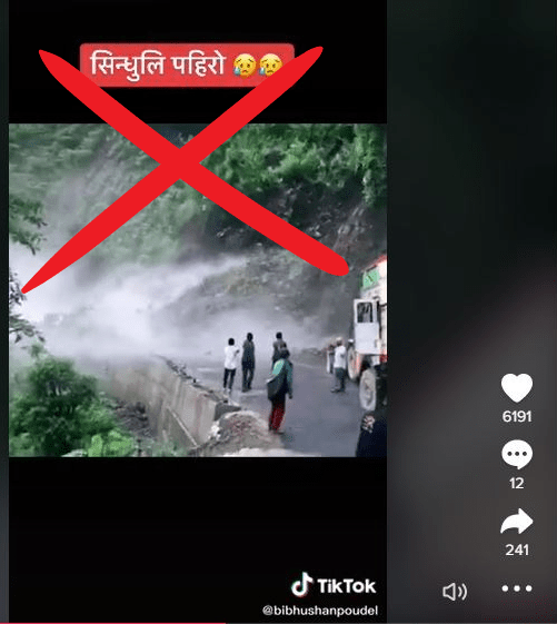 Assam landslide video falsely shared on TikTok as landslide in Sindhuli