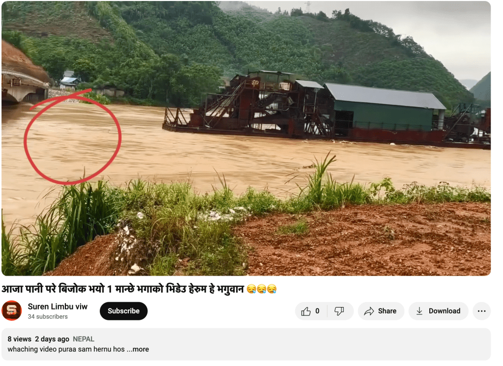 A viral video claiming to show sand dredgers crashing into a bridge during recent floods in Nepal is misleading. A fact-check revealed that the footage is from Vietnam, depicting the Chay River during Typhoon Yagi in September 2024.